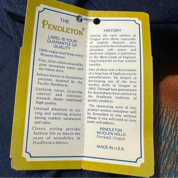 Vintage Pendleton Navy Wool plaid lined Coat size medium NOS made in USA - Picture 9 of 12